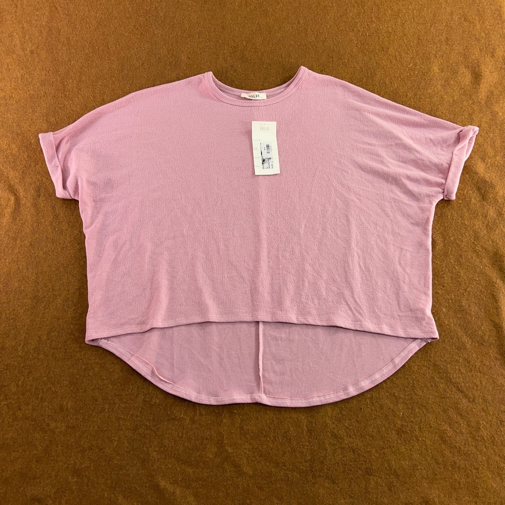 Jolie Women Large Zephyr Pink Crepe Swing Short Sleeve Top NWT